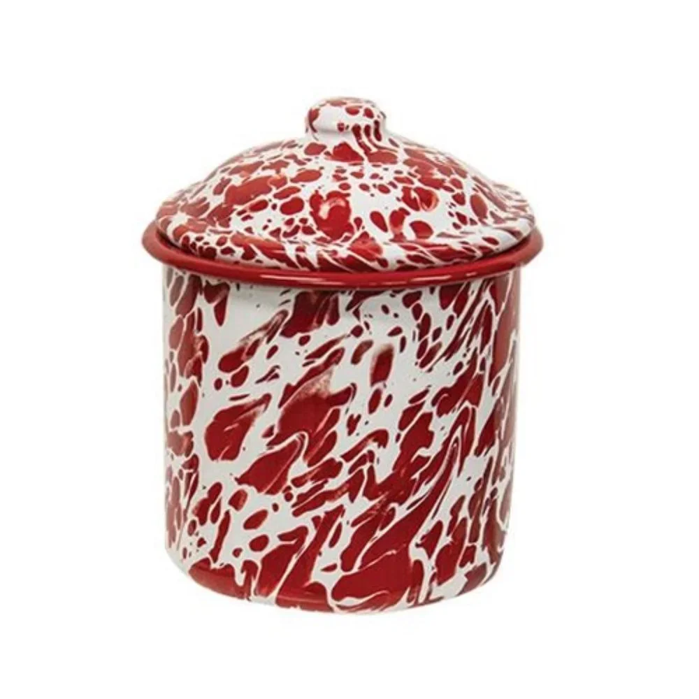 NWT 3/Set Red Splatter Enamel Canister Set - Picture 4 of 5